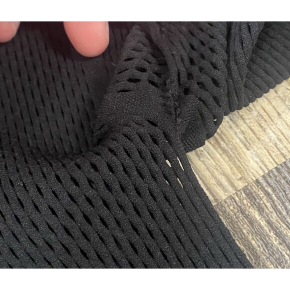 Fendi Black Mesh Mock Neck Logo Bodysuit Women’s Medium Tech Knit Italy FF - Picture 9 of 16